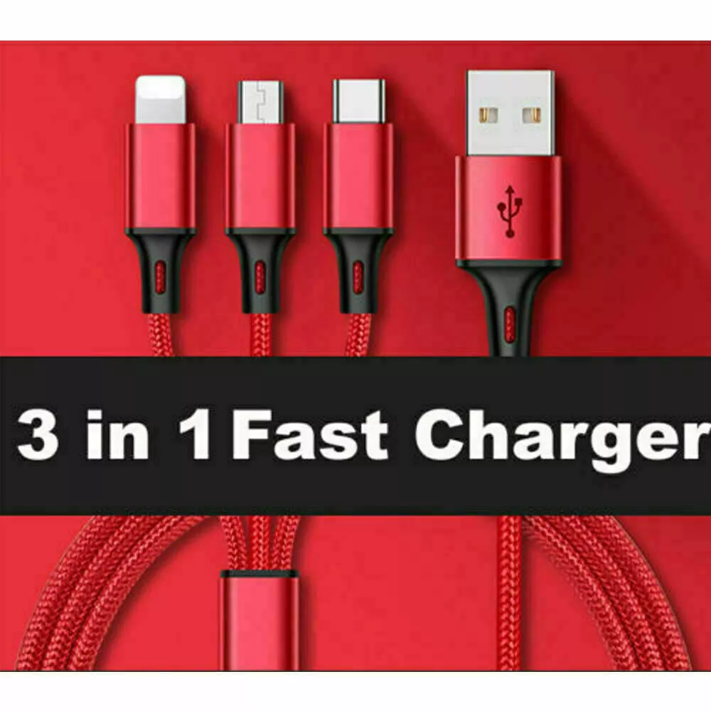 3-in-1 Fast USB Charging Cable – Universal Multi-Function Charger Cord